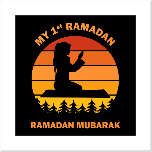 My First Ramadan 1st Ramadan Mubarak Ramadan Kareem Woman Prays Dawn Dusk Gift Wall Art by Amazing Arts